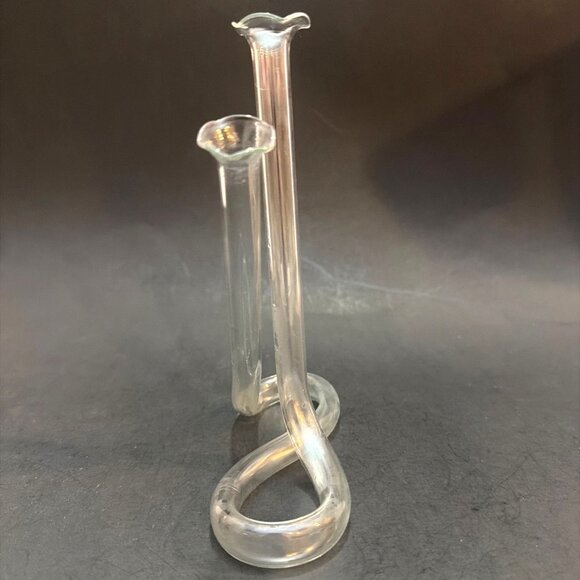 VTG MCM Hand Blown Bud Propagation Vase Glass Double Twisted Tube Infinity Loop - Picture 6 of 10